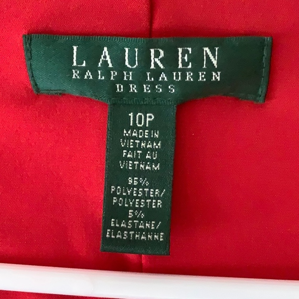 Ralph Lauren Drape Neck Size 10P Red Dress - Picture 5 of 9